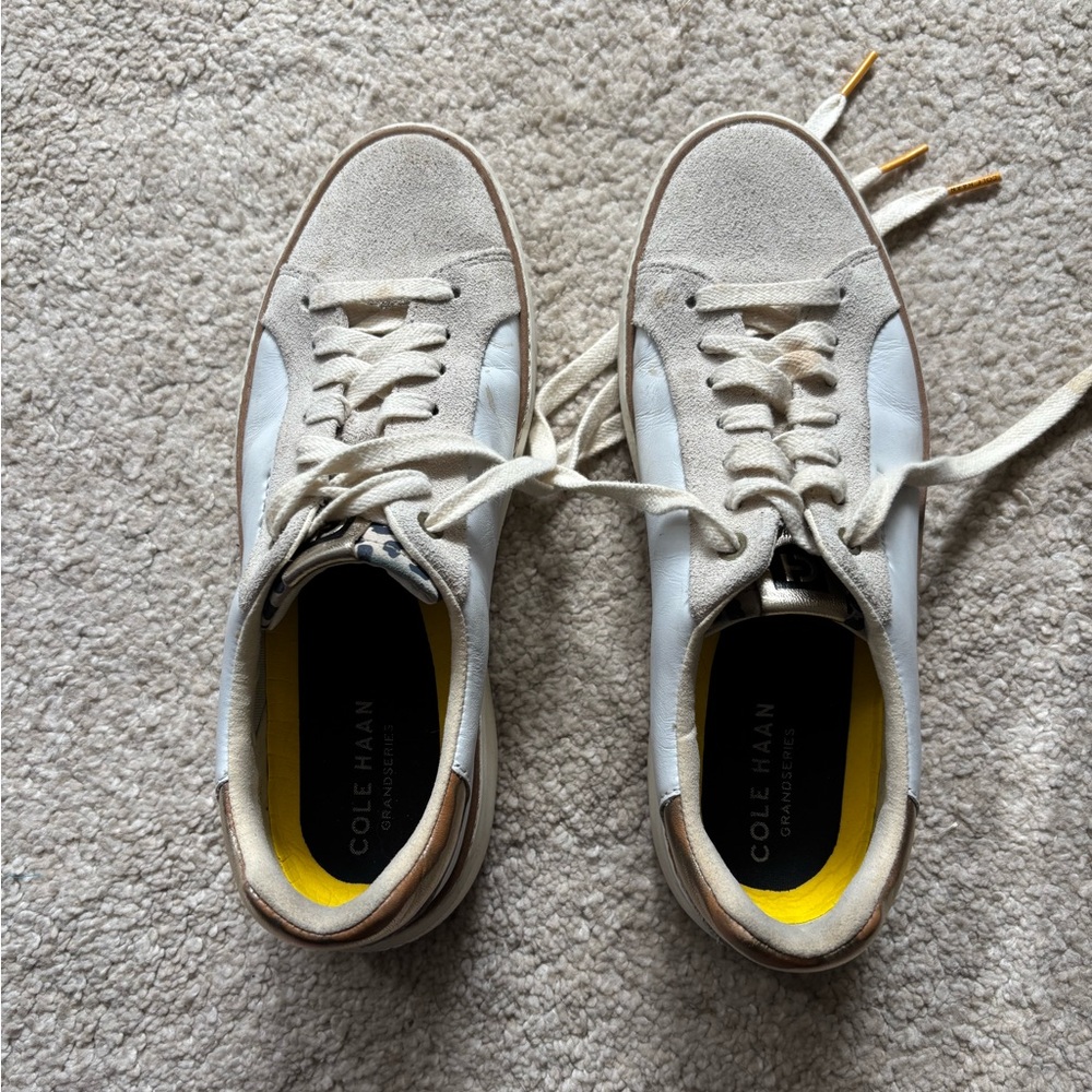 Cole Haan White and Beige Suede & Leather Women's Sneakers